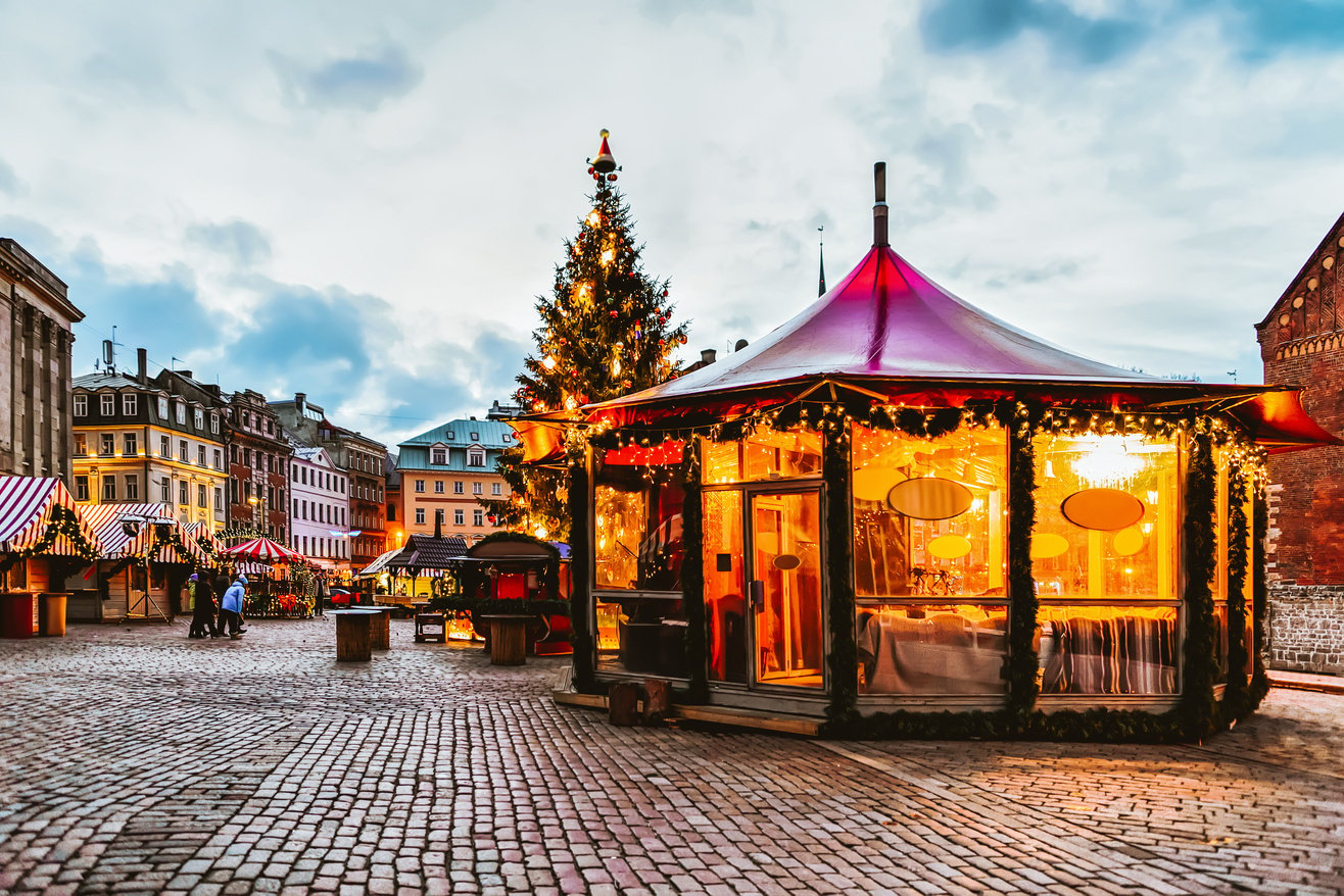 Christmas Pavilion at Christmas Market in Riga